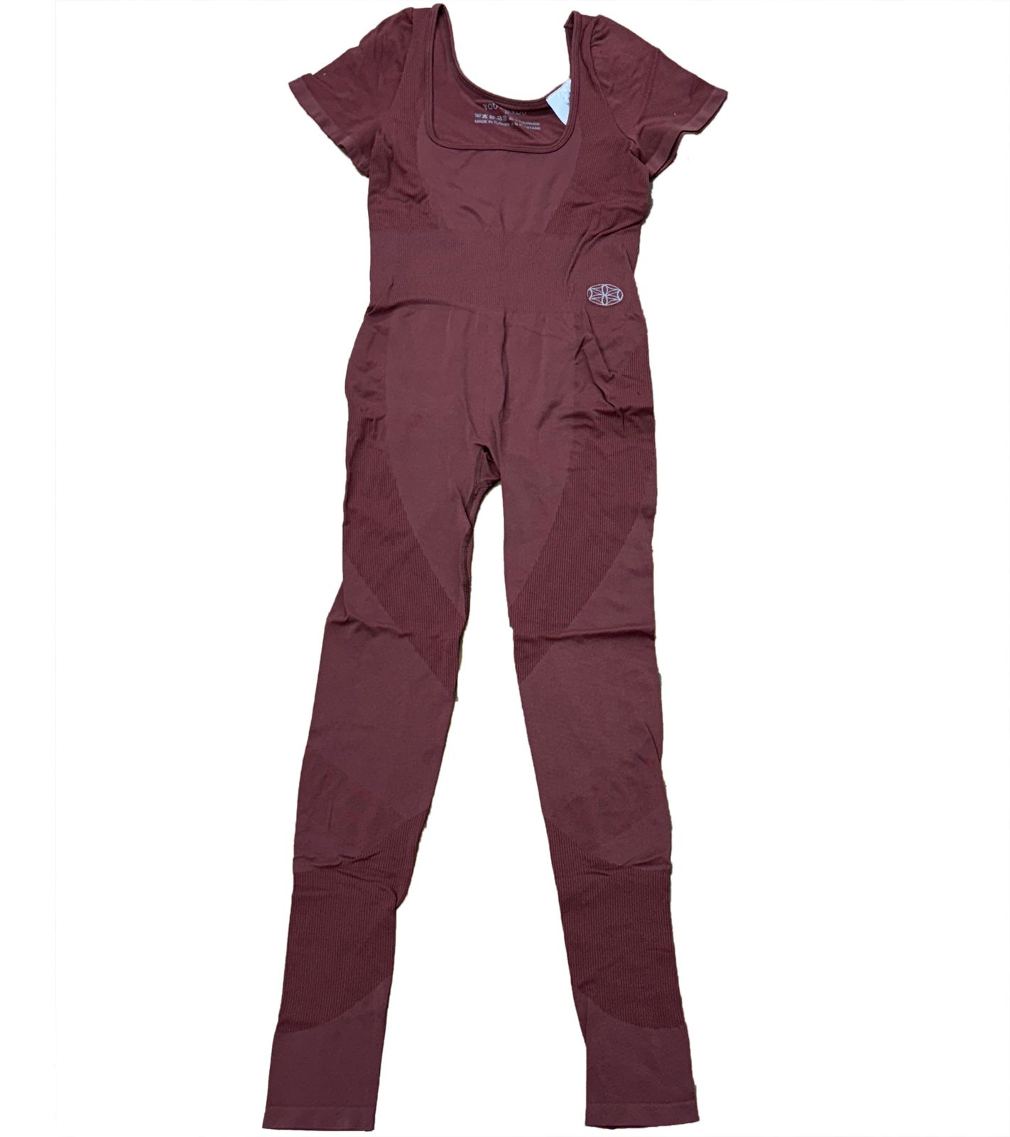 YOU DO YOU Damen Jumpsuit modischer Fitness-Einteiler betonter Taille Workout-Jumpsuit 905011 Mahagoni-Braun von YOU DO YOU