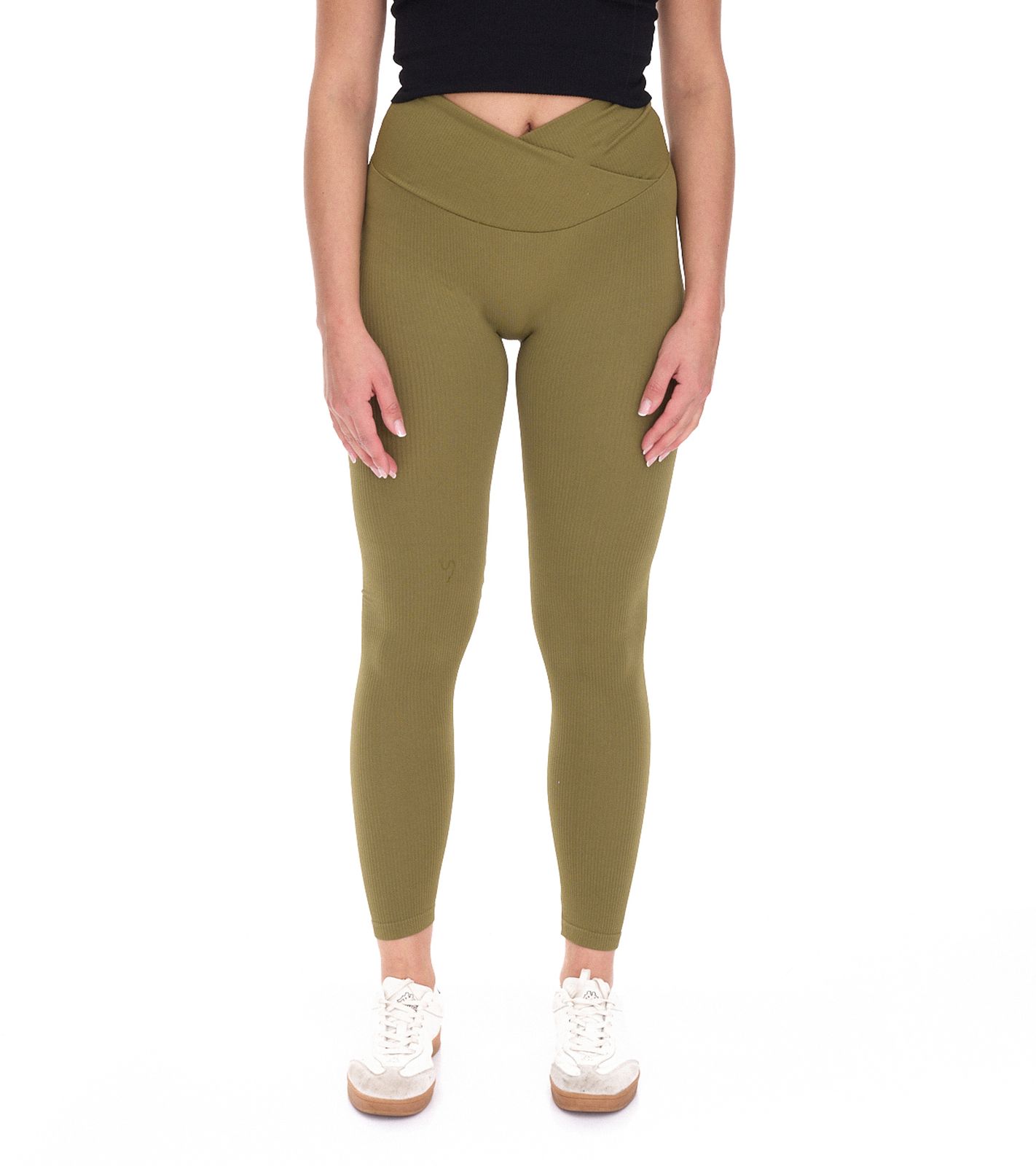 YOU DO YOU Damen Leggings modische Fitness-Hose Workout-Hose Sport-Tights High Waist Yoga-Mode 904991 Khaki von YOU DO YOU