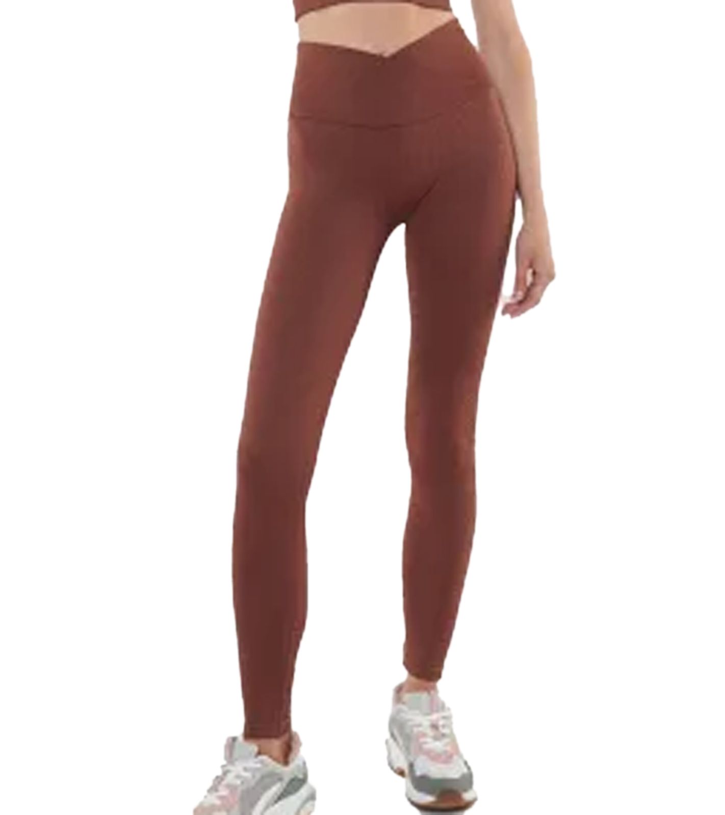 YOU DO YOU Damen Leggings modische Fitness-Hose Workout-Hose Sport-Tights High Waist Yoga-Mode 904991 Mahagoni-Braun von YOU DO YOU