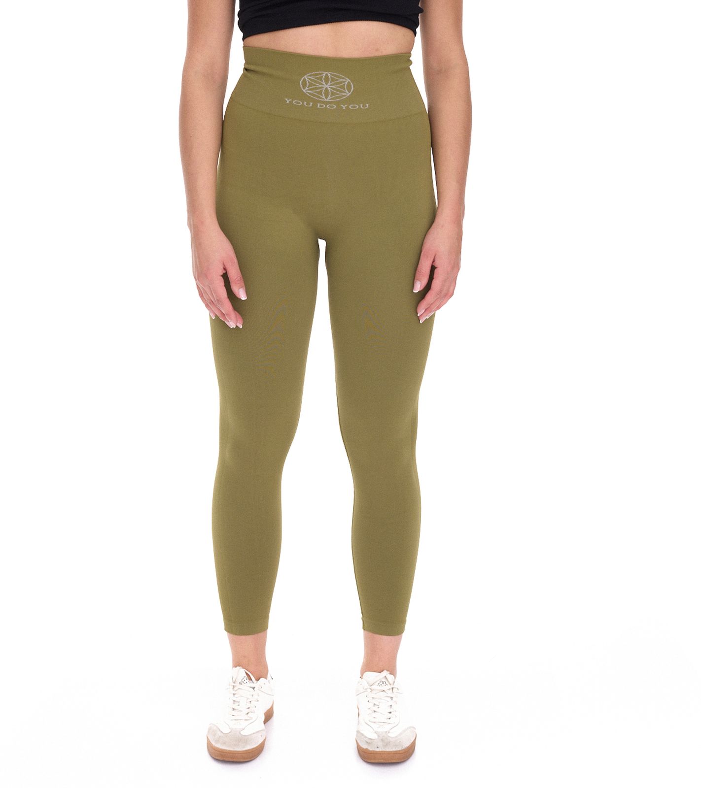 YOU DO YOU Damen Leggings modische Fitness-Hose mit Scrunch-Effekt Workout-Hose 905001 Khaki von YOU DO YOU