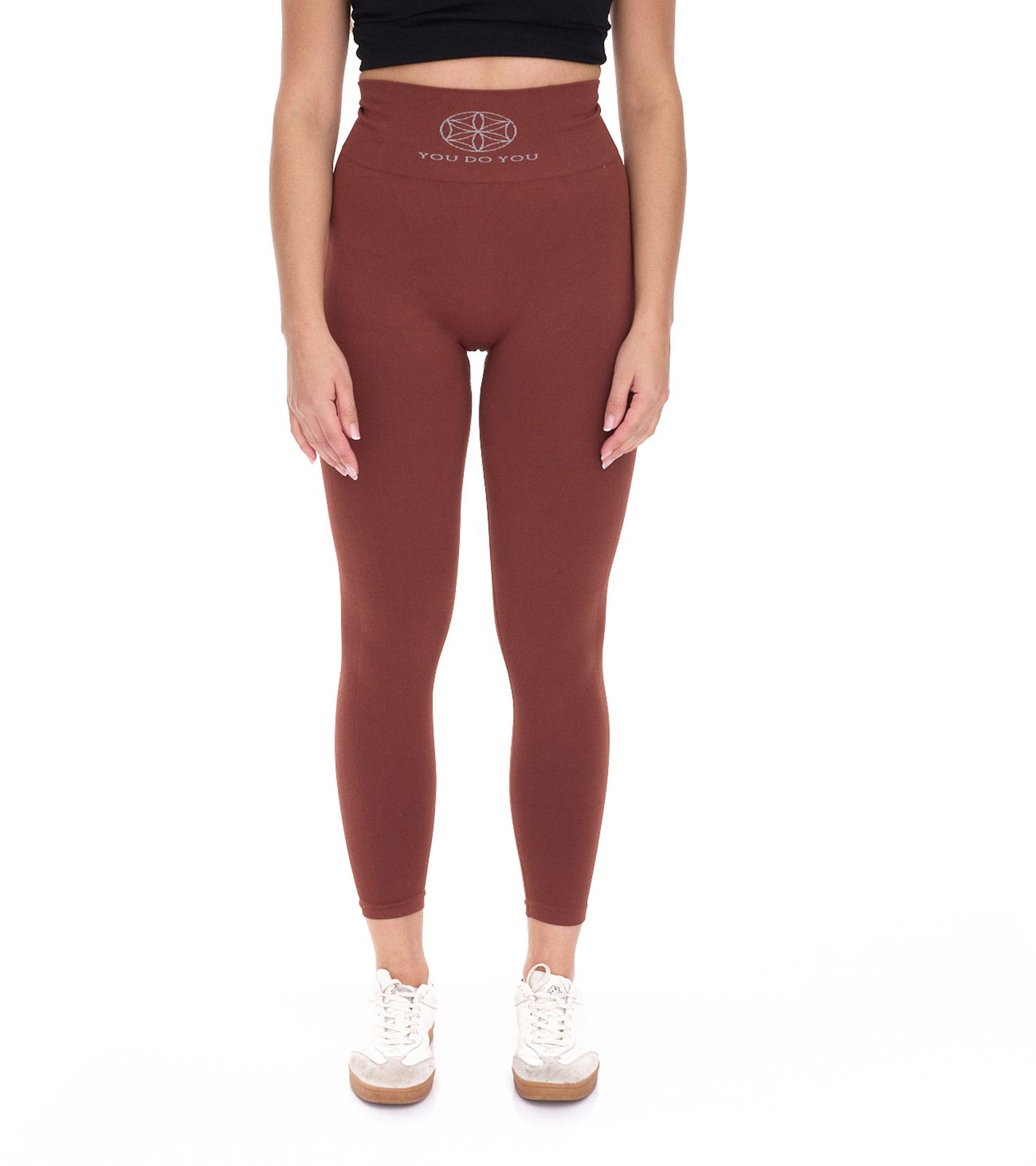 YOU DO YOU Damen Leggings modische Fitness-Hose mit Scrunch-Effekt Workout-Hose 905001 Mahagoni-Braun von YOU DO YOU