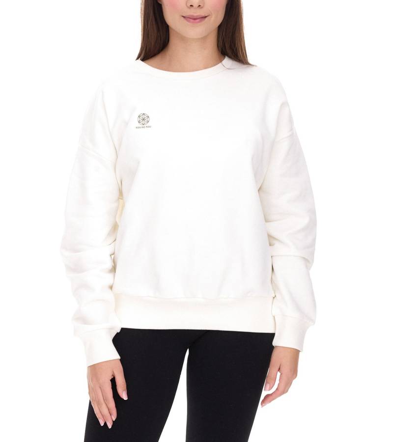 YOU DO YOU Damen Pullover mit Rücken-Print Baumwoll-Sweater Langarm-Shirt Yoga-Mode 905071 Weiß von YOU DO YOU