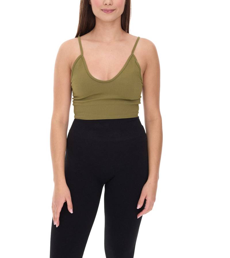 YOU DO YOU Damen Sport-BH Sport-Bustier nahtloses Sport-Oberteil Yoga-BH 904951 Khaki von YOU DO YOU