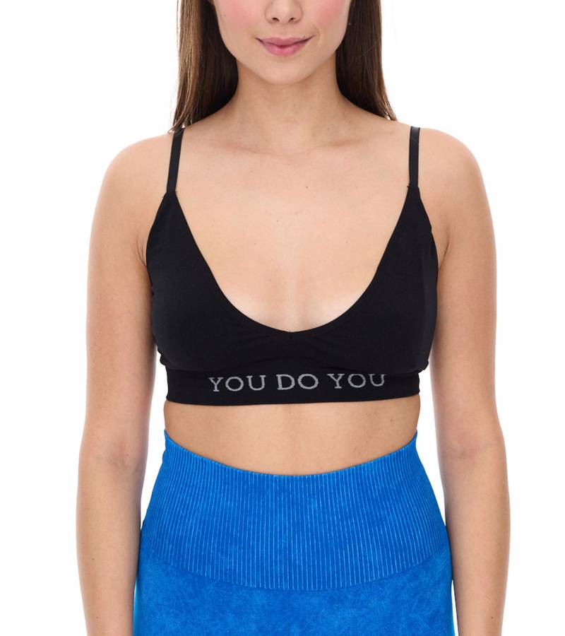 YOU DO YOU Damen Sport-BH Sport-Bustier nahtloses Sport-Oberteil Yoga-BH 904941 Schwarz von YOU DO YOU