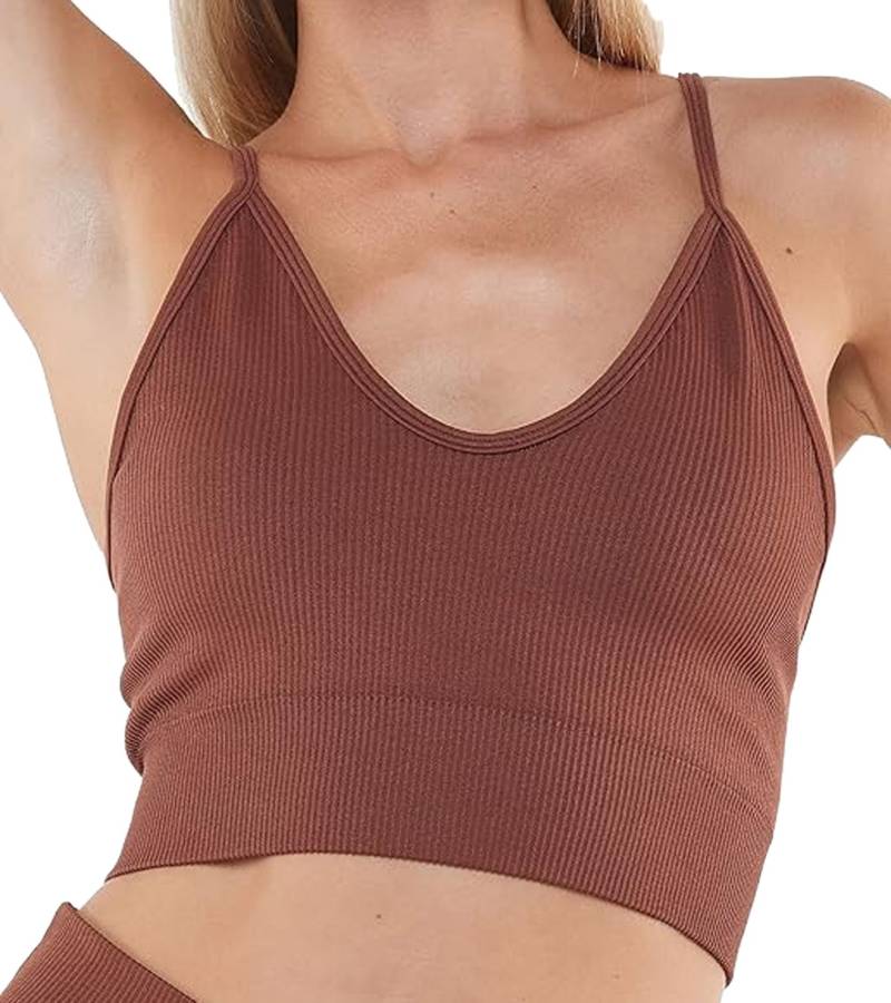 YOU DO YOU Damen Sport-Bustier nahtloser Sport-BH Sport-Oberteil Yoga-Mode 904951 Mahagoni-Braun von YOU DO YOU