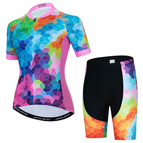 Damen-Fahrradtrikot-Set, Sommer-Kurzarm, Mountainbike-Shirt und Shorts, Set für MTB-Anzug, Fahrradbekleidung, T2000-1, M von YOUALSO