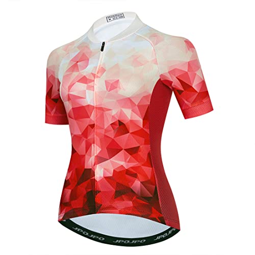 Damen Radtrikot Kurzarm Mountainbike Shirt für Damen Fahrrad Kleidung Radfahren Tops S-3XL, T2010, Mittel von YOUALSO