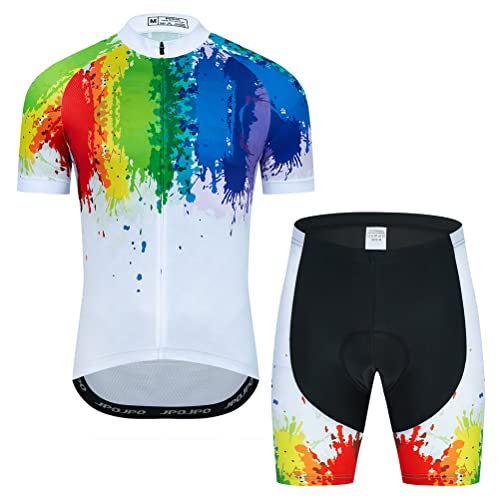 Herren Radtrikot Set Fahrrad Kurzarm Shirt und 3D Kissen Shorts Gepolstert Anzug Radfahren Top, 1T05, 3X-Groß von YOUALSO