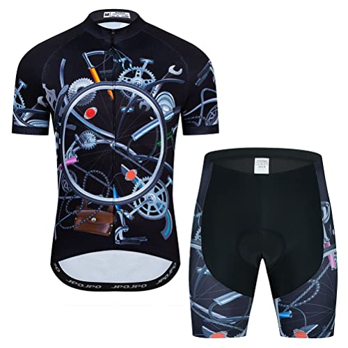 Herren Radtrikot Set Fahrrad Kurzarm Shirt und 3D Kissen Shorts Gepolstert Anzug Radfahren Top, T02, XX-Large von YOUALSO