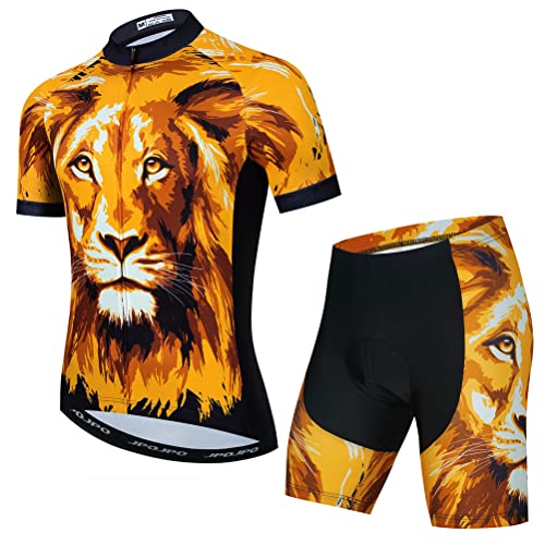 Herren Radtrikot Set Fahrrad Kurzarm Shirt und 3D Kissen Shorts Gepolstert Anzug Radfahren Top, T09, Small von YOUALSO