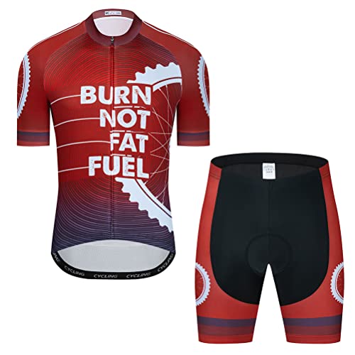 Herren Radtrikot Set Fahrrad Kurzarm Shirt und 3D Kissen Shorts Gepolstert Anzug Radfahren Top, T22, Large von YOUALSO