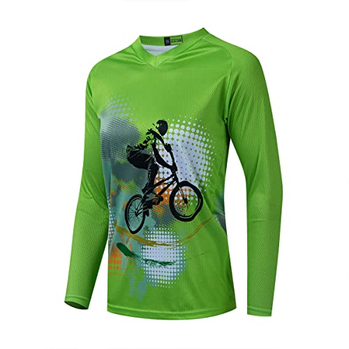 Langarm-MTB-Trikot für Damen, Dirt-Bike-Shirt für Mountainbike, Motocross, Biken, BMX, Motorrad, Angeln, Off-Racing, 1 Grün, Groß von YOUALSO