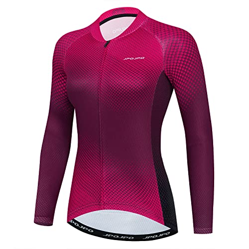YOUALSO Radtrikot Damen Langarm, Fahrradtrikot Frauen Bequem und schnell trocknend S-3xL von YOUALSO