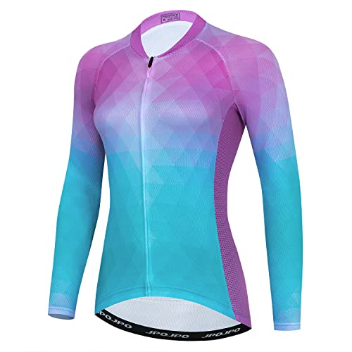 YOUALSO Radtrikot Damen Langarm, Fahrradtrikot Frauen Bequem und schnell trocknend S-3xL von YOUALSO