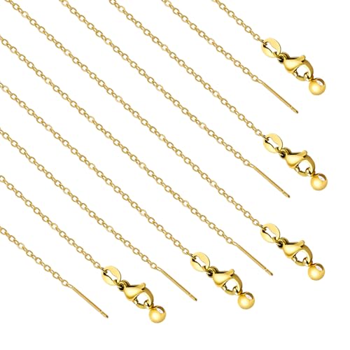 YOUBEIYEE 10 Stück vergoldete Edelstahl-Halskette, dünne Kabelgliederkette mit verstellbarem Gummistopperperle für Damen von YOUBEIYEE