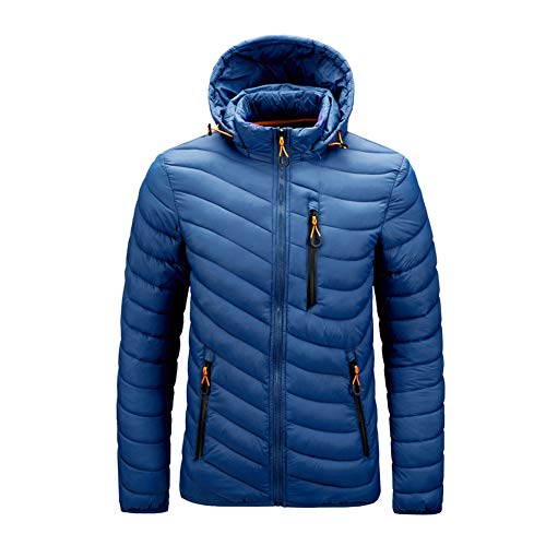 Classics Herren Jacke Daunenjacke Hooded Puffer Jacket Winterjacke Übergangsjacke Sportjacke Wasser- Und Winddichte Bergsteigerjacke Ski Schnee Steppjacke Gefüttert Mit Abnehmbarer Kapuze,Blau2,L von YOUCAI