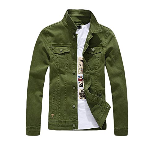 Herren Jeans Hemd Denim Freizeit-Hemd Shirt Vintage Jeans Jacke Slim Fit Knöpfe Einfarbig Top Bluse Mantel Langarm Denim Hemden Übergangsjacke,Grün,XS Herren Jeans Hemd Denim Freizeit-Hemd Shirt Vintage Jeans Jacke Slim Fit Knöpfe Einfarbig Top Bluse Mantel Langarm Denim Hemden Übergangsjacke,Grün,XS von YOUCAI