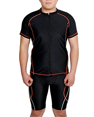 Herren Professionelle Kontrast-Badeanzug Plus Size Base Layer T-Shirt & Badehose Schnelltrocknender Anzug Große Größen Schwimmanzug Schutzkleidung Neoprenanzug Schwarz 6XL von YOUCAI