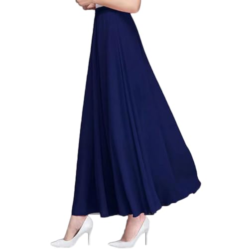 Rock Damen Lang Plisseerock Maxirock Elastische Taille Faltenrock Sommer Chiffon Midi Rock Swing Elegant Plisseerock A Line Strandrock,Blau3,S von YOUCAI