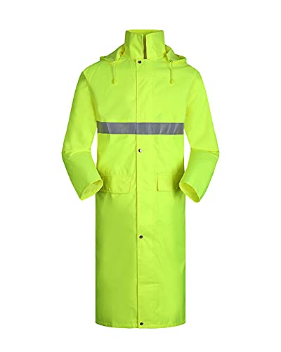 Unisex Adult Anti-Sturm Langer Regenmantel Poncho Einteilige Windjacke Funktionsjacke Winddicht Reflektierender Regenmantel Wanderregenjacke mit Kapuze Regenmäntel zum Radfahren Gelb XL von YOUCAI