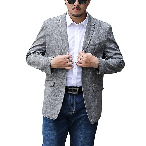 YOUCAI Anzugjacke Herren Sakko Slim Fit Anzugjacke Business Blazer 2 Knöpfe Sakko für Hochzeit Freizeit,Grau,5XL von YOUCAI