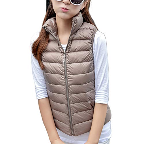 YOUCAI Damen Daunenweste Leichte Steppweste mit Stehkragen Bodywarmer Ärmellose Gefüttert Ultraleicht Outdoorweste Daunenjacken,Khaki,XS von YOUCAI
