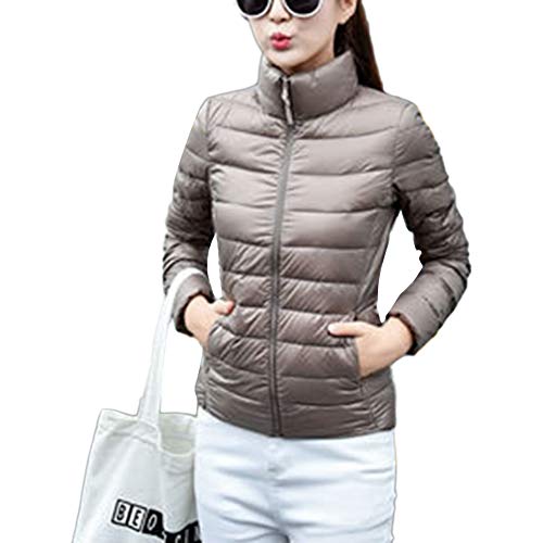 YOUCAI Damen Jacke Steppjacke Übergangsjacke Leichte Daunenjacke Winterjacke Mantel Gesteppt Pufferjacke,Khaki,XXS von YOUCAI