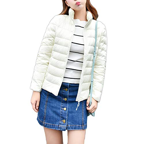 YOUCAI Damen Jacke Steppjacke Übergangsjacke Leichte Daunenjacke Winterjacke Mantel Gesteppt Pufferjacke,Weiß,XS von YOUCAI
