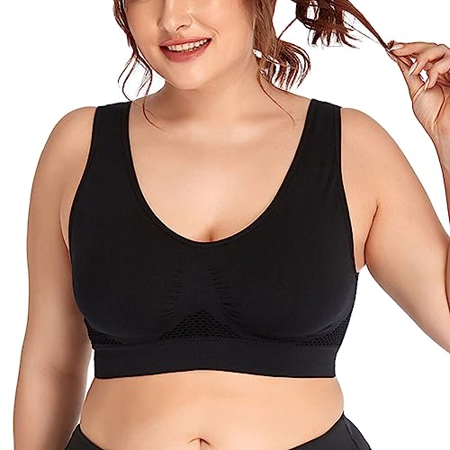 YOUCAI Damen Sport BH Starker Halt Große Größen Sport-BH für Fitness Lauf Yoga Strech Sports Bra mit Abnehmbaren Cups,Schwarz,3XL von YOUCAI