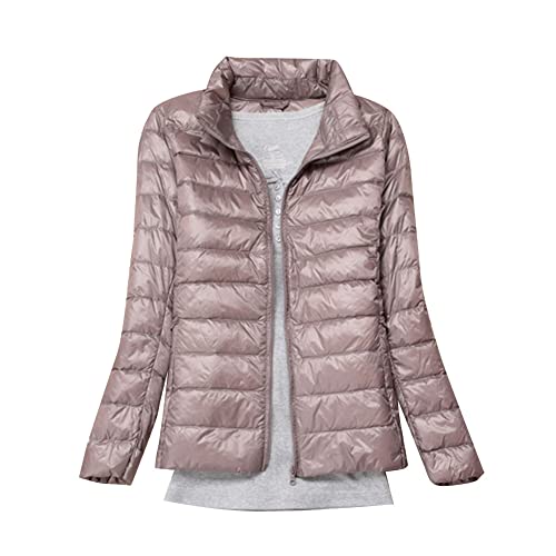 YOUCAI Damen Übergangsjacke Leichte Jacke Steppjacke Daunenjacke Dünne Jacke Steppjacke Daunen Winterjacke,Khaki,XXS von YOUCAI