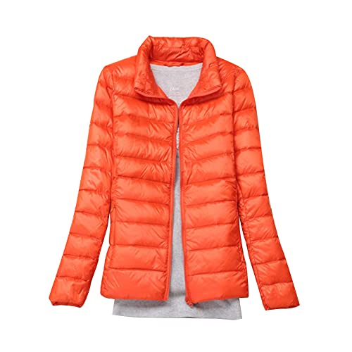 YOUCAI Damen Übergangsjacke Leichte Jacke Steppjacke Daunenjacke Dünne Jacke Steppjacke Daunen Winterjacke,Orange,L von YOUCAI