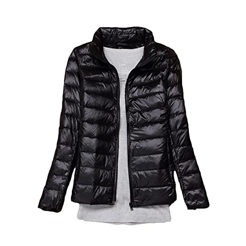 YOUCAI Damen Übergangsjacke Leichte Jacke Steppjacke Daunenjacke Dünne Jacke Steppjacke Daunen Winterjacke,Schwarz,XXL von YOUCAI