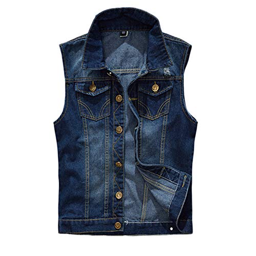 YOUCAI Denim Jeans Weste Herren Cowboy Weste Slim Fit Beiläufige Jeansweste Freizeitjacke Beiläufig Street Sweatjacke Sommerjacke Ärmellos Jeansjacke,Blau,M von YOUCAI