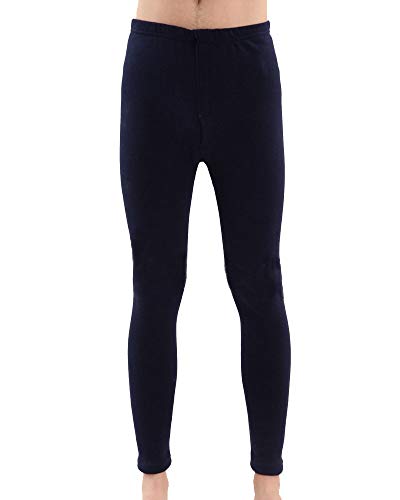 YOUCAI Herren Einfarbige Thermo-Unterwäsche-Hose Winter verdicken Fleece gefüttert Unterwäsche Leggings Funktionsunterhose mit Innenfleece Plus Size Marine 5XL von YOUCAI