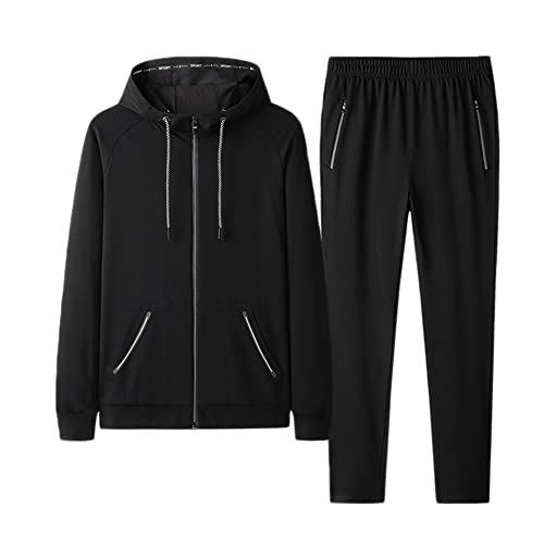 YOUCAI Herren Freizeitanzug Jogginganzug Kapuzenjacke Hoodie Jogginghose Tracksuit Set Langarm Reißverschluss Sweatjacke Trainings,Schwarz1,6XL von YOUCAI