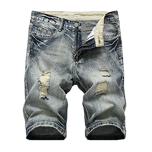 YOUCAI Herren Jeans Shorts Kurze Hose Sommer Stretch Denim Short Sweathose Atmungsaktive Jeans Kupfergrau 28W von YOUCAI