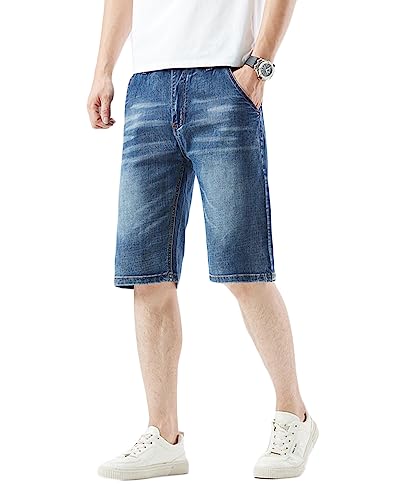 YOUCAI Herren Jeans Shorts Sommer Lässige Jeanshose Denim Shorts Stretch Jeanspants Freizeithose Slim Fit Shorts,Grau1,40 von YOUCAI