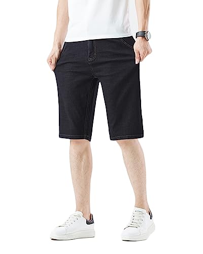 YOUCAI Herren Jeans Shorts Sommer Lässige Jeanshose Denim Shorts Stretch Jeanspants Freizeithose Slim Fit Shorts,Schwarz,46 von YOUCAI
