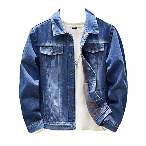 YOUCAI Herren Jeansjacke Flanellhemd Winterjacke Thermohemd Jacke Strickjacke Sweatshirt Elegante Freizeitjacke Outdoorjacke Männer Jacke Slim Fit,Blau4,7XL von YOUCAI