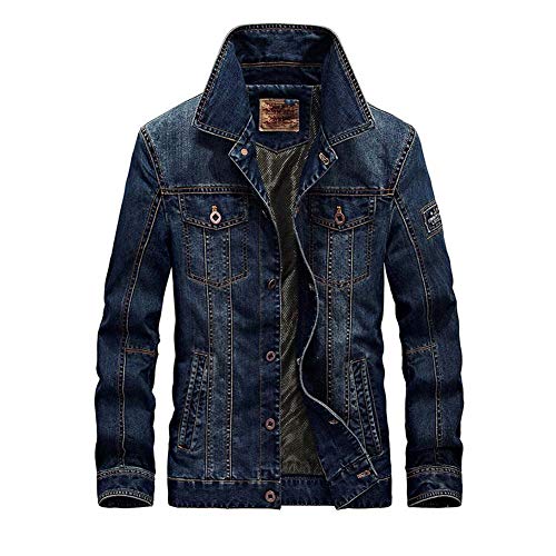 YOUCAI Herren Jeansjacke Strickjacke Thermohemd Jacke Stylischer Dicke Sweatshirt Warme Outdoorjacke Freizeitjacke Sportjacke Männer Jacke Slim Fit,Blau,L von YOUCAI