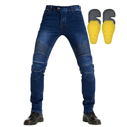 YOUCAI Herren Motorradhose Jeans Sportliche Motorrad Denim Hose Schutzauskleidung Motorcycle Biker Pants,Blau,5XL von YOUCAI