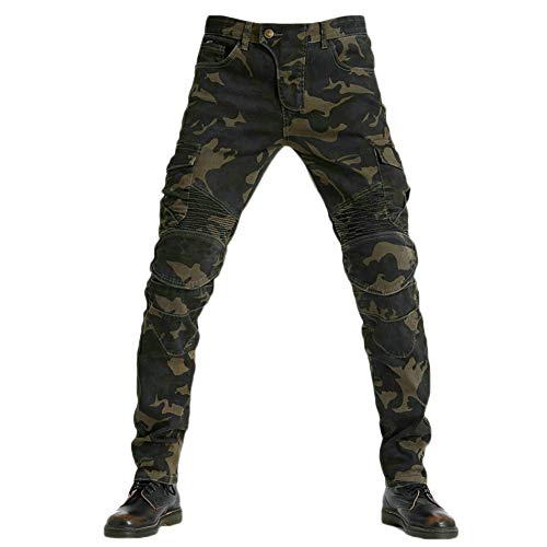 YOUCAI Herren Motorradhose Motorradjeans Denim Motorrad Hose mit Protektoren Motorradbekleidung Schutzkleidung Slim Fit Denim Hose,Camo,XL von YOUCAI