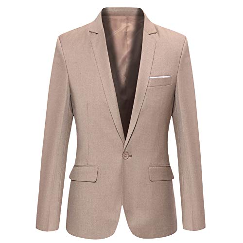 YOUCAI Herren Sakko Slim Fit Sportlich Freizeit Anzugjacke Einfarbig Herren Blazer für Business Hochzeit EIN Knopf Herrenanzug Party Suit Blazer,Khaki,XXL von YOUCAI