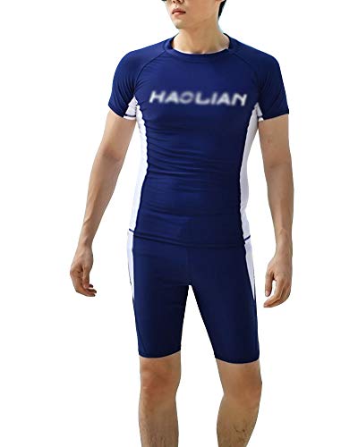 Herren Surfbekleidung Übergröße Sportlich Schnelltrocknend Badeanzug Rundhals Kurzarm T-Shirt & Badehose BoxerTauchen Surfen Neoprenanzüge Schwimmanzug Badeanzüge 7 4XL von YOUCAI