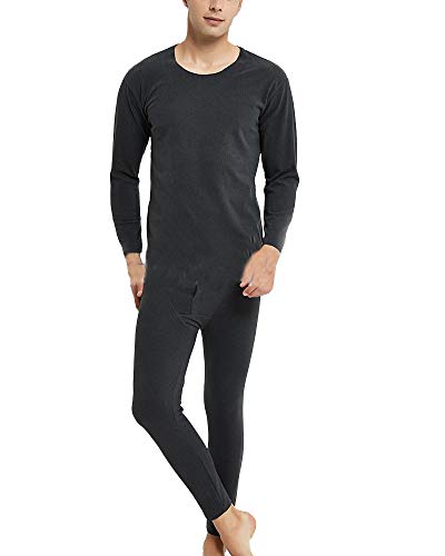 YOUCAI Herren Thermo Funktionsunterwäsche Set Winteranzug verdicken Base Layer Oberteil Tops & Thermal Bottoms Leggings Hose Sport Unterwäsche Schwarz 7XL von YOUCAI