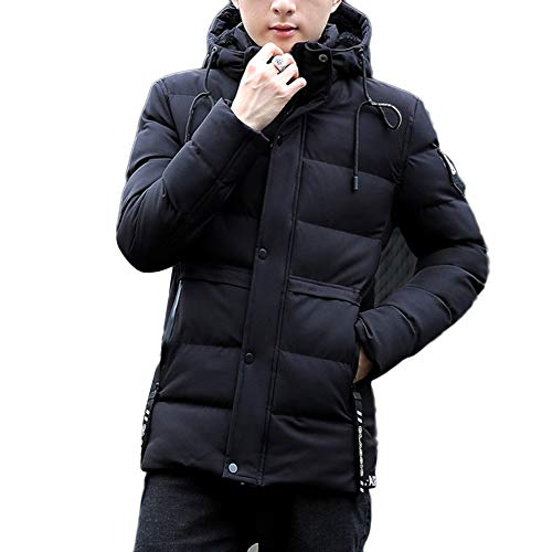 YOUCAI Herren Übergangsjacke Steppjacke Casual Warm Winter Jacken Slim Mantel mit Pelzkragen Jacke Kapuze Winterjacke Windjacke Daunenjacke Gepolstert Freizeitjacke,Schwarz,XS von YOUCAI
