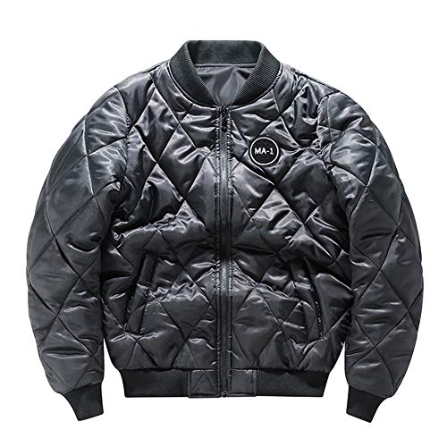 YOUCAI Herren Windbreaker Übergangsjacke Casual Leichte Bomberjacke Armee Fliegerjacke Blouson Lässig Jacken Gefüttert Piloten Jacke,Schwarz,5XL von YOUCAI