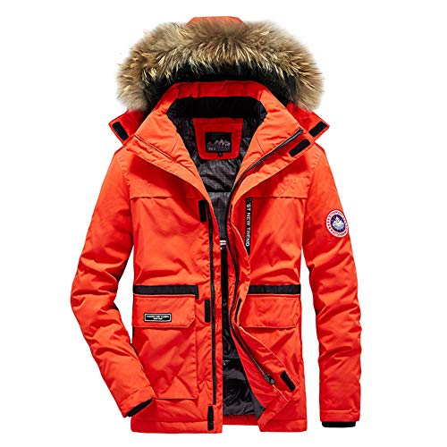 YOUCAI Herren Winterjacke Parka Jacke Warm Daunenjacke Hooded Puffer Jacket Steppjacke Gefüttert mit Abnehmbarer Kapuze,Rot,L von YOUCAI