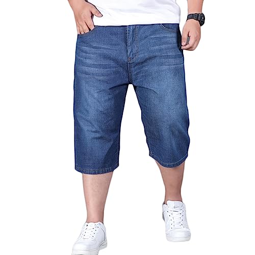 YOUCAI Jeans Shorts Herren Kurze Hosen 3/4 Stretch Shorts Baumwolle Bermuda Sommer Hose,Blau1,42 von YOUCAI