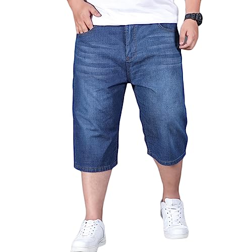 YOUCAI Jeans Shorts Herren Kurze Hosen 3/4 Stretch Shorts Baumwolle Bermuda Sommer Hose,Blau1,48 von YOUCAI